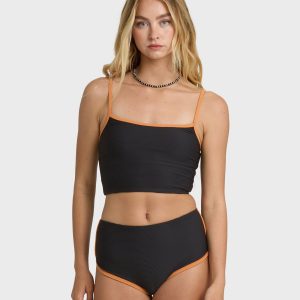 Tanlines Surf Tank Swim Tank Bikini Top - Black