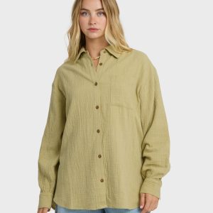Wanderer Long Sleeve Woven Top - Cactus