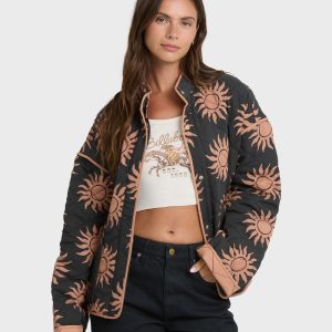 Folk Story Quilted Jacket - Black Sands