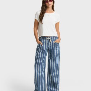 Zonte Elastic Waist Saltwashed Denim Pants - Blue Smoke