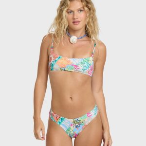 Hot Mess Jaclyn Crop Bikini Top - Blue Multi