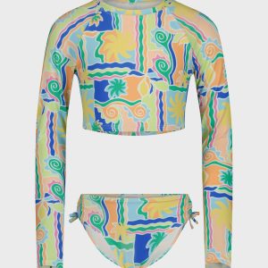 Girls Sol Playa Crop Rashguard Swimsuit Set